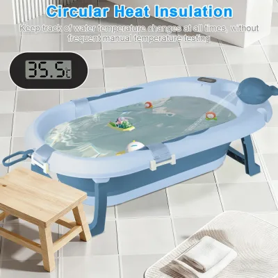Baignoire bébé pliable sur pied avec thermomètre – image 2
