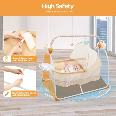 Berceau électrique pliable pour bébé, kaki