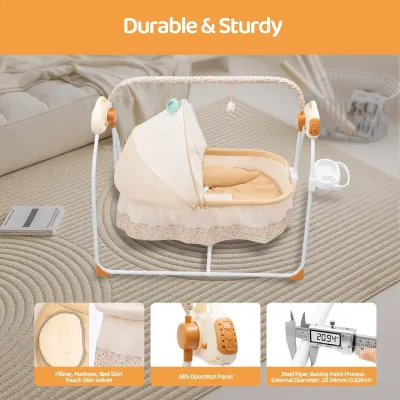Berceau électrique pliable pour bébé, kaki – image 3