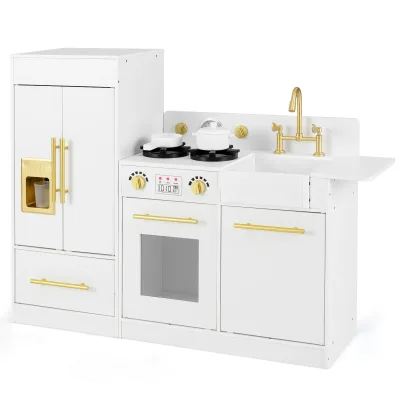 Cuisine de jeu en MDF blanc avec réfrigérateur