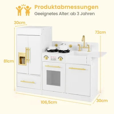 Cuisine de jeu en MDF blanc avec réfrigérateur – image 3