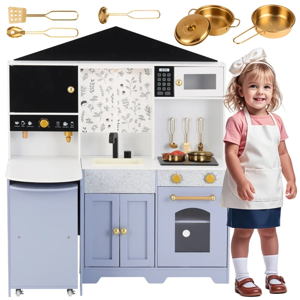 Cuisine enfant en bois et plastique violette