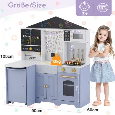 Cuisine enfant en bois et plastique violette – image 3
