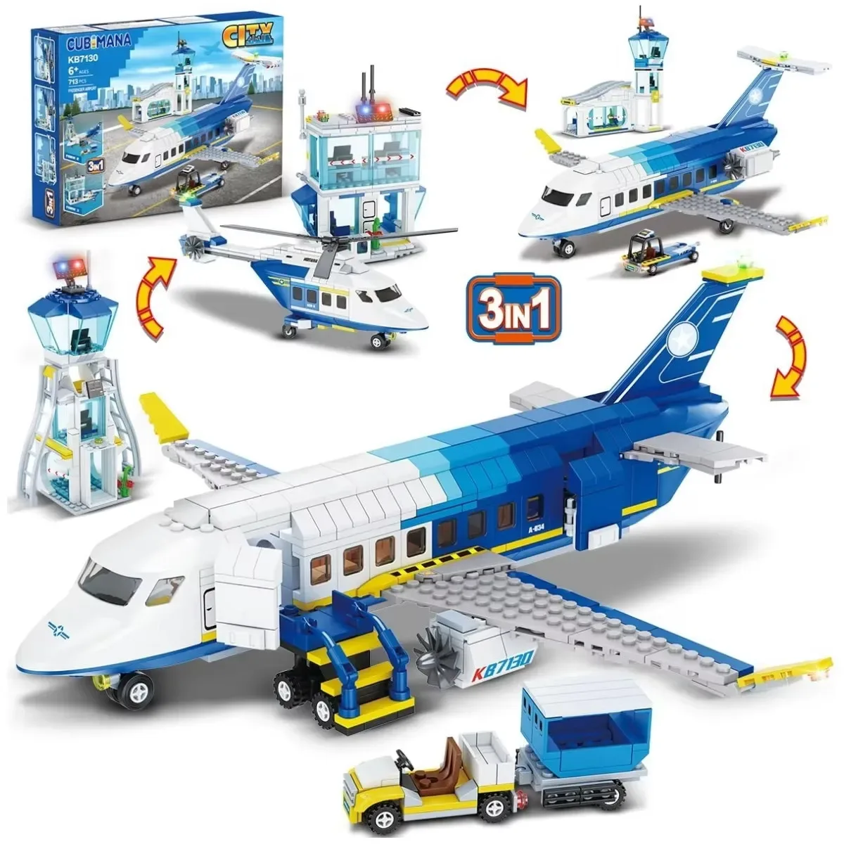 Jeu de construction avion de ligne 3 en 1