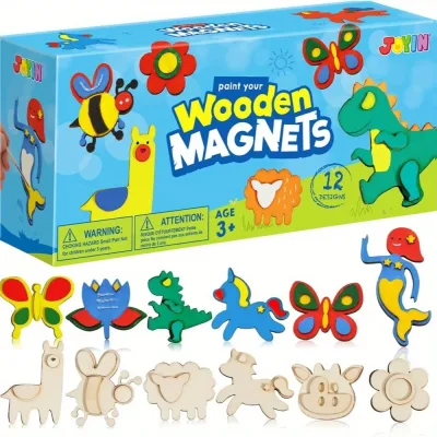 Kit de peinture créative de 12 aimants en bois