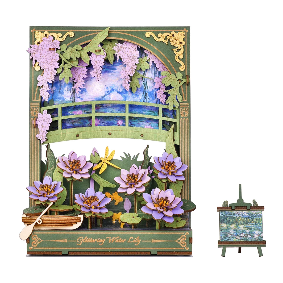 Puzzle 3D en bois nymphéas avec lumière LED