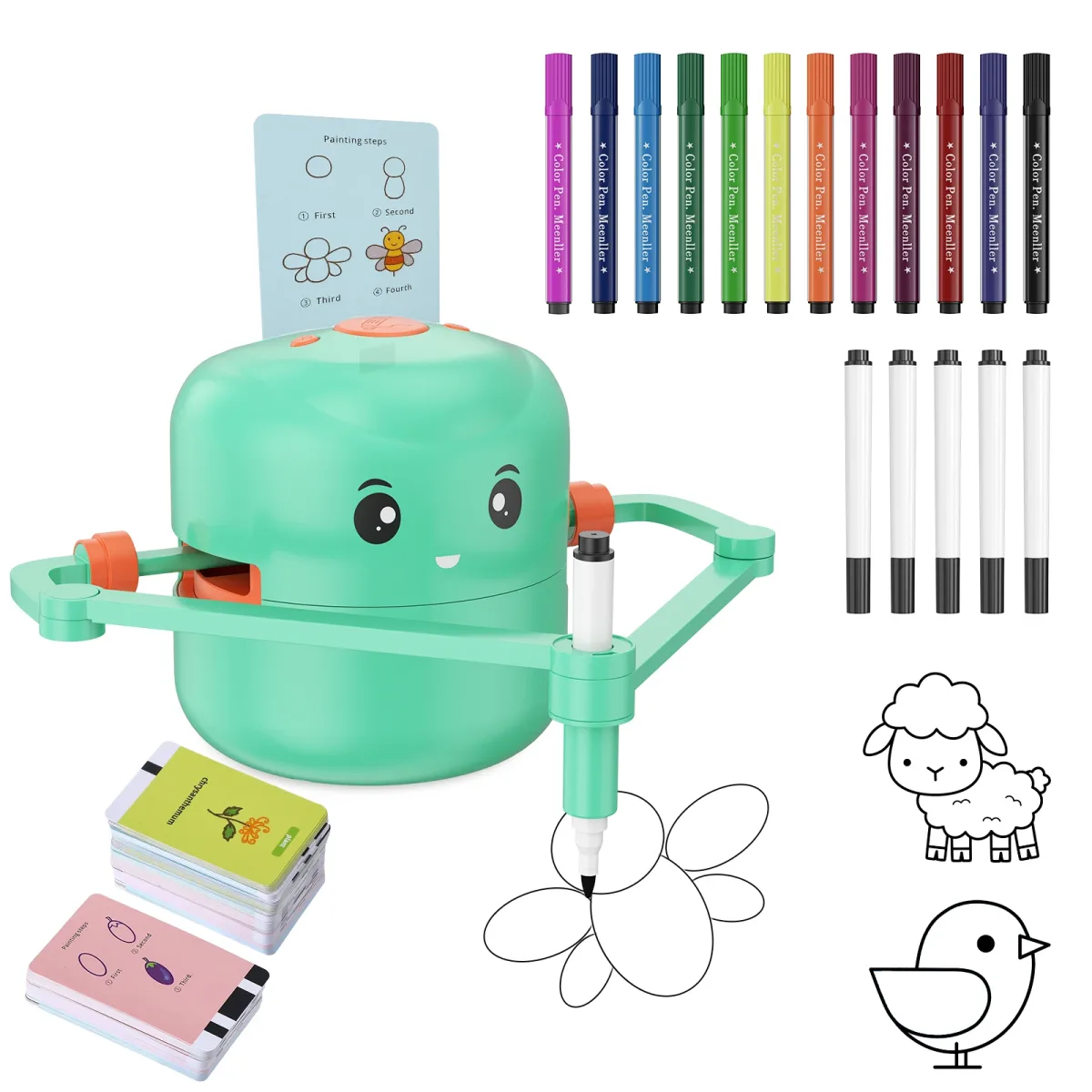 Robot de dessin pour enfants avec crayons