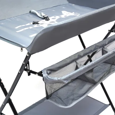 Table à langer pliable grise à roulettes – image 3