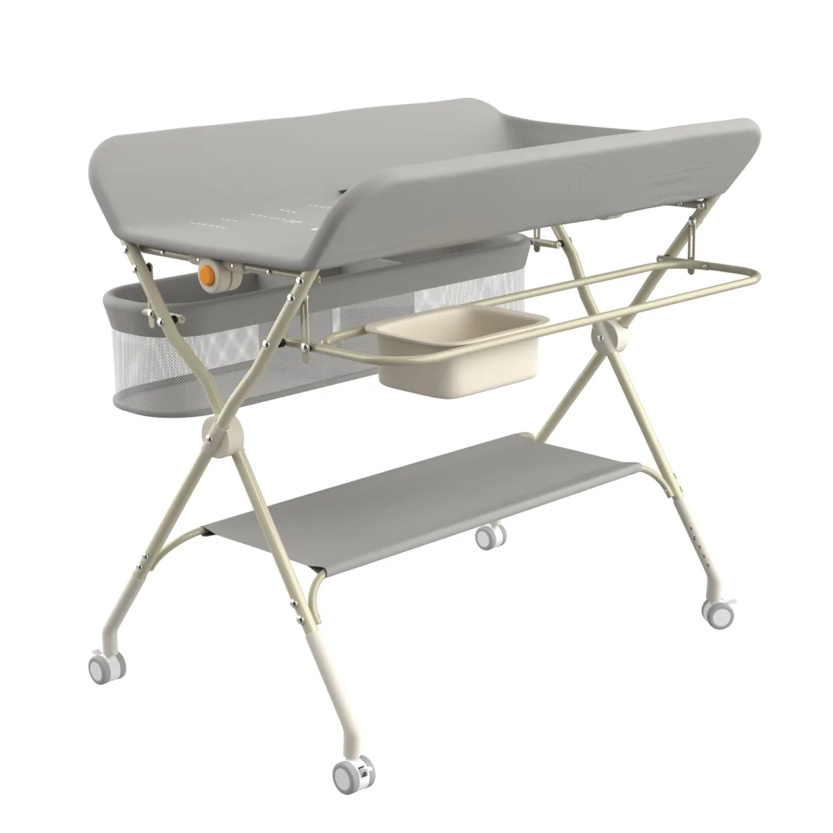 Table à langer pliable grise avec roues