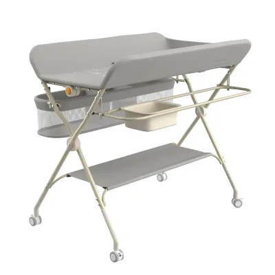 Table à langer pliable grise avec roues