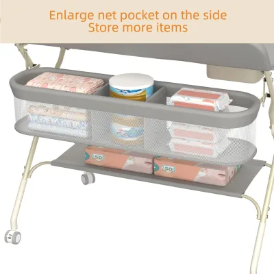Table à langer pliable grise avec roues – image 2