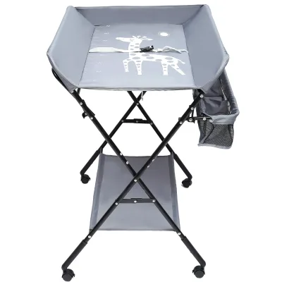 Table à langer pliante grise sur roulettes – image 3